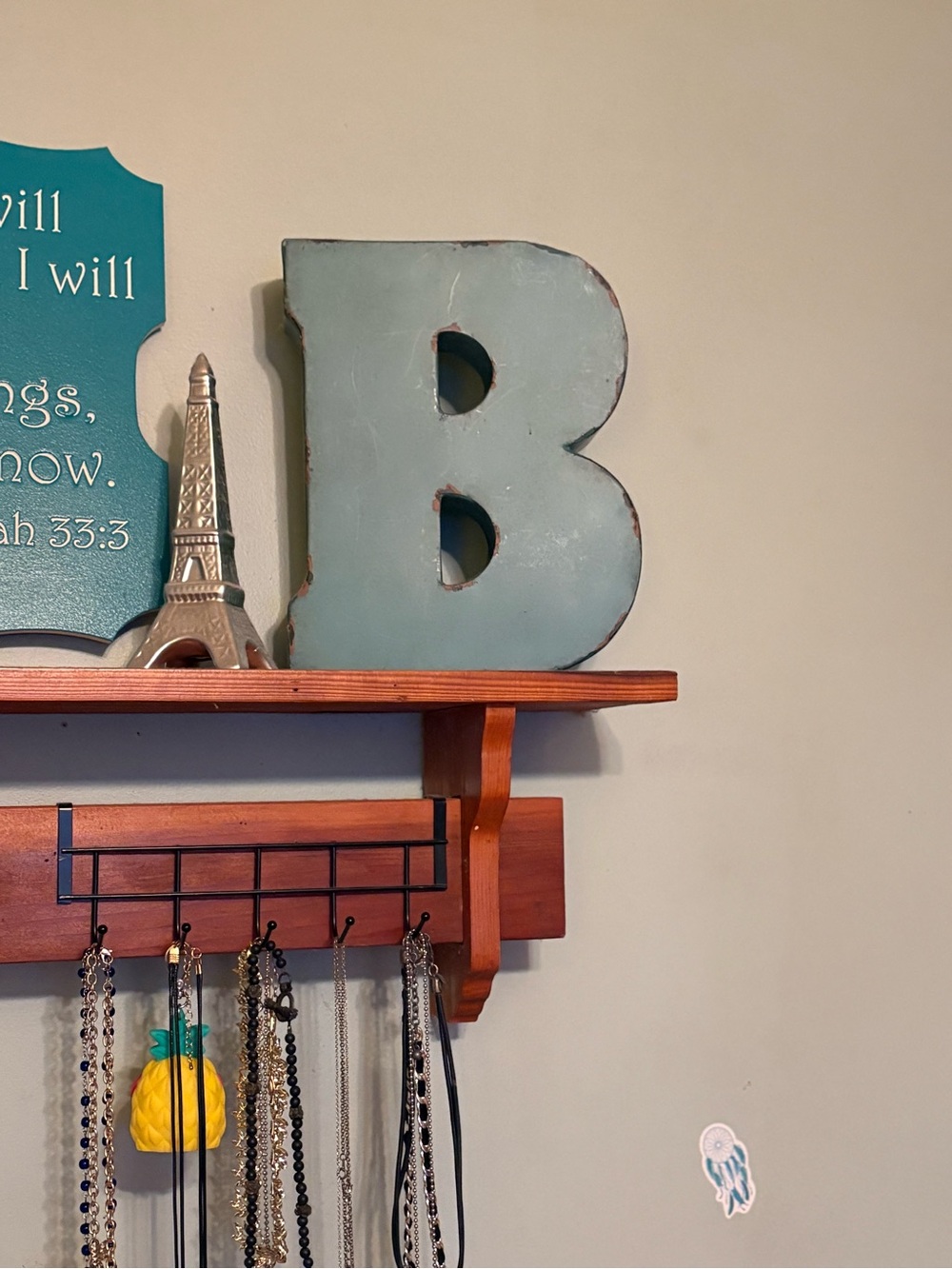 Decorative Oversized Letter B Wall Accent in Light Teal